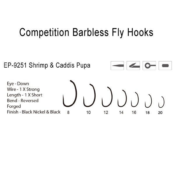 Risen Barbless Shrimp and Caddis Hook 9251