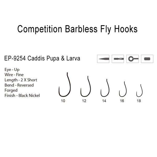 Risen Barbless Caddis Pupa and Larva Hook 9254