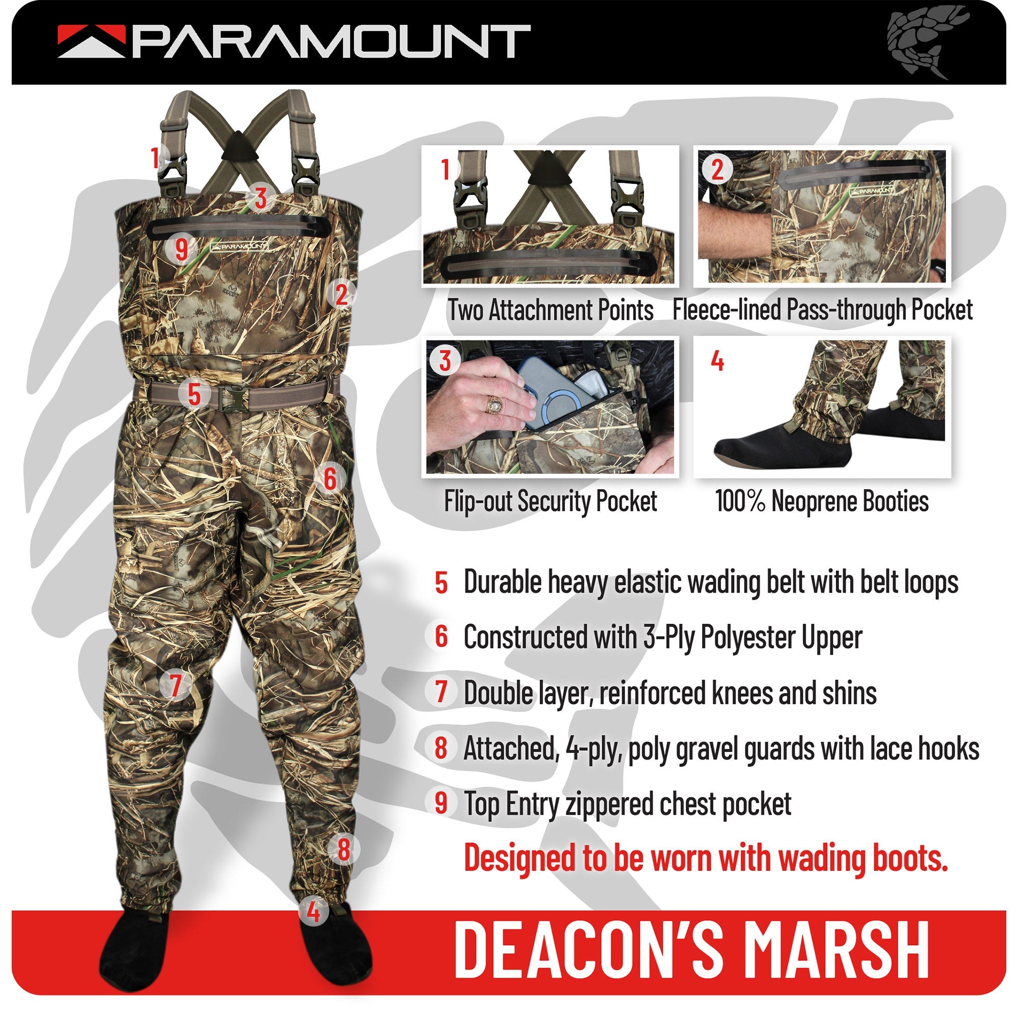 Paramount DEACON'S MARSH Stockingfoot Camo Wader Max7